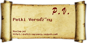 Petki Versény névjegykártya